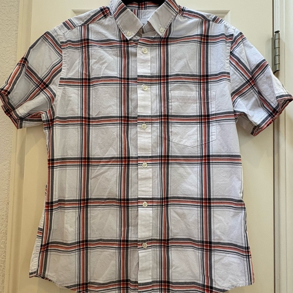 Goodfellow & Co Orange and White Plaid Button Down Shirt
